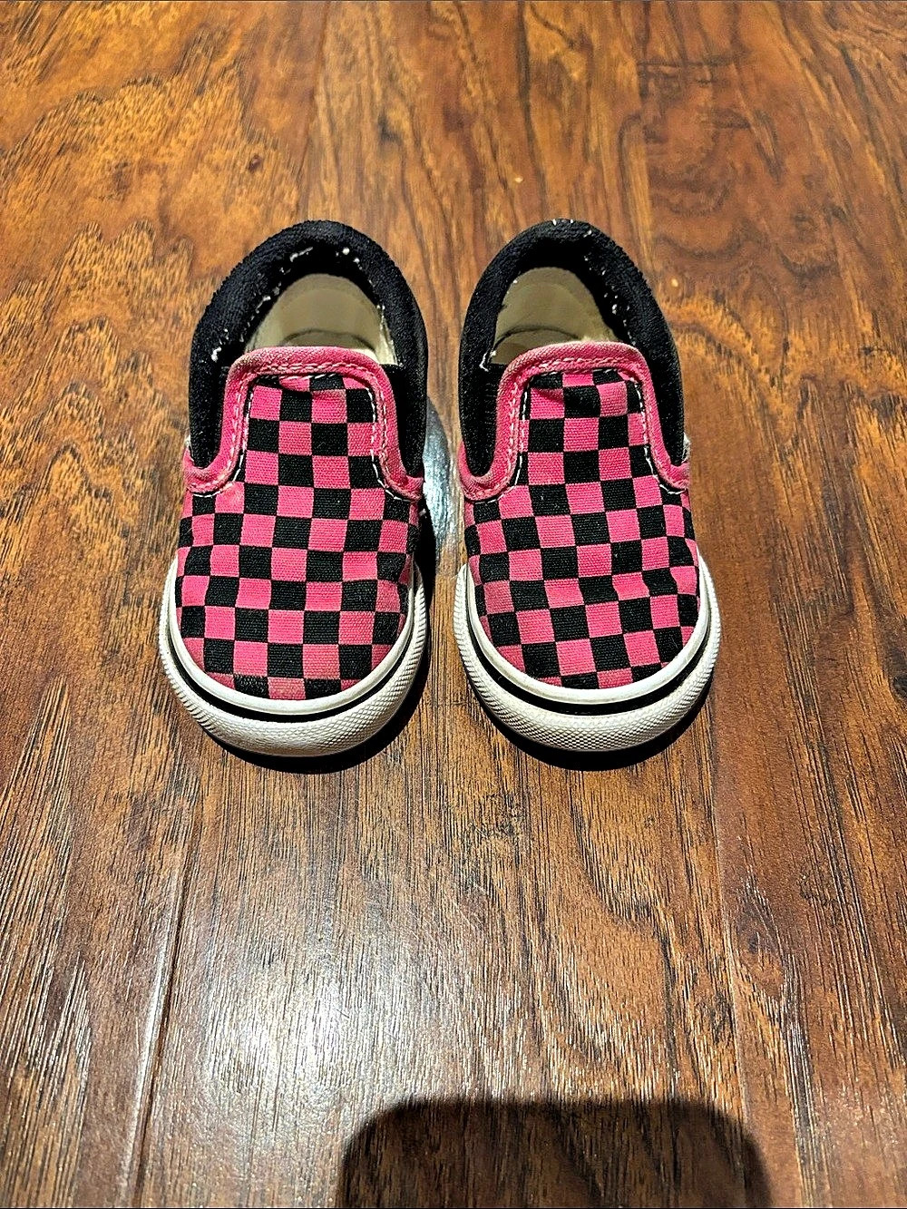 Vans Toddler Classic Slip-On Checkerboard Sneakers Pink & Black